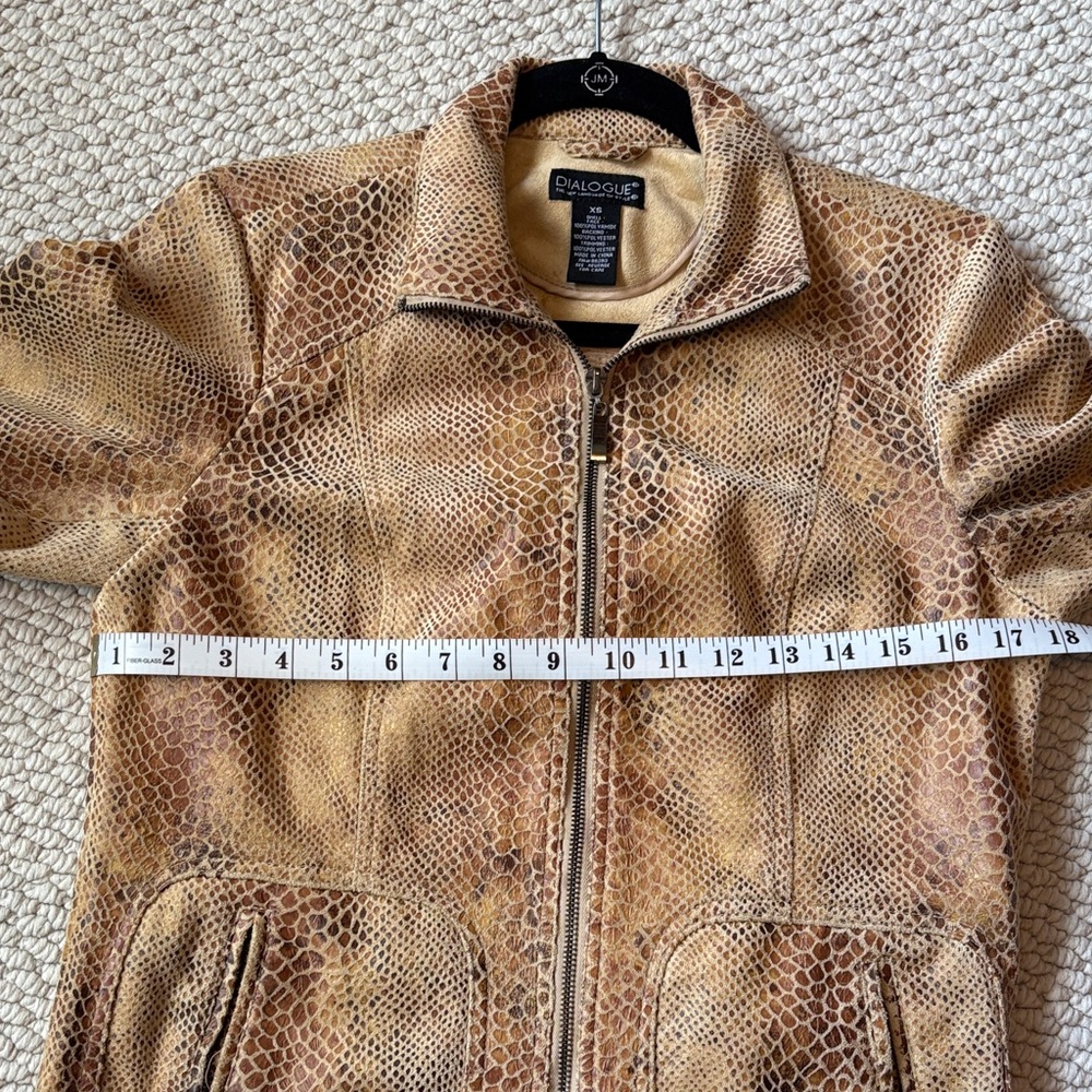 Dialogue Women's Tan Snake Print Leather Jacket - Picture 3 of 5